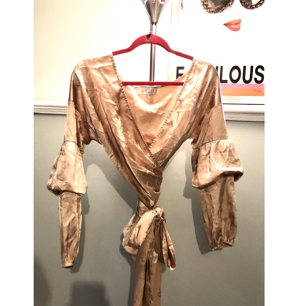 WAYF champagne wrap blouse